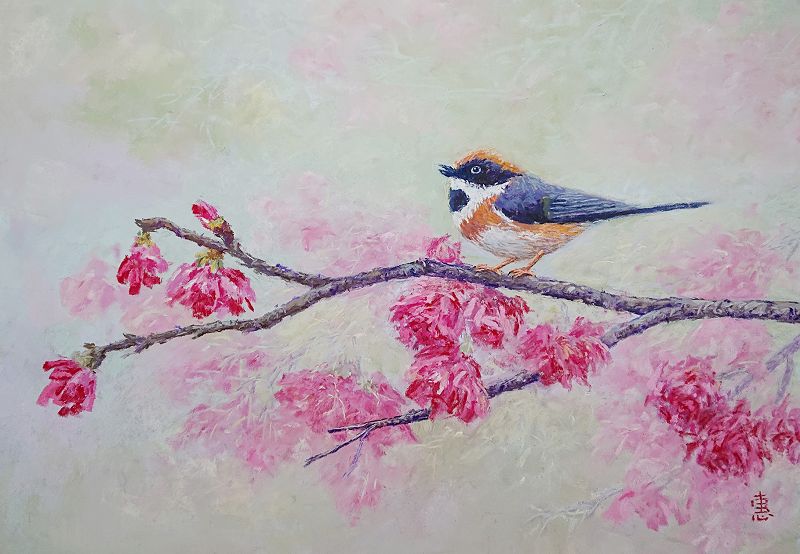 Elegant fragrant flowers and singing birds